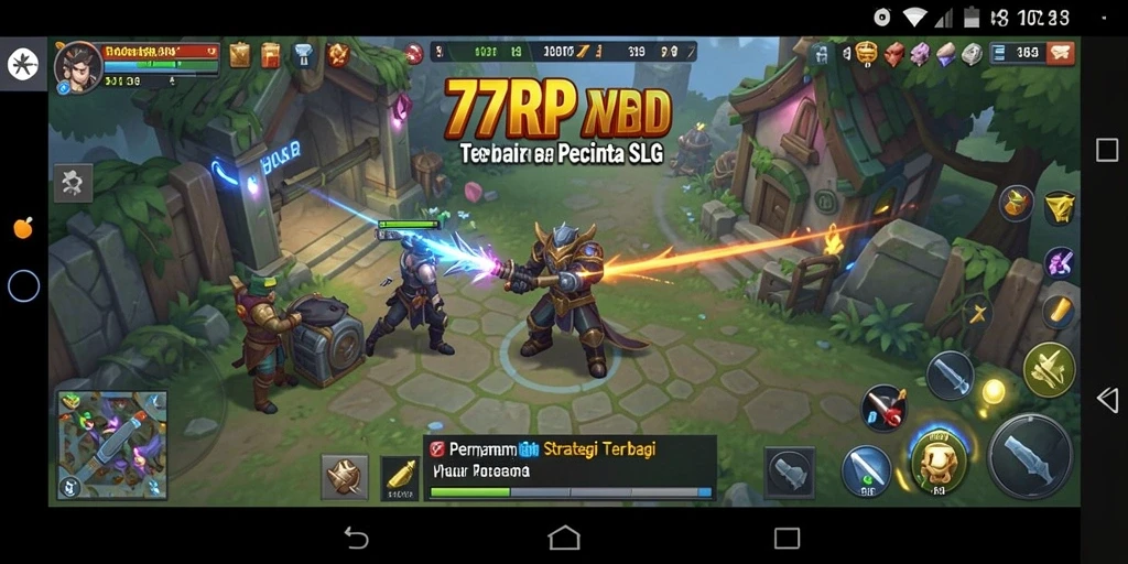 Screenshot utama 77RP menampilkan aksi strategis dan pertempuran intens.