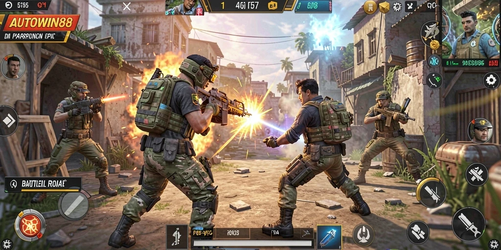 Tangkapan layar dari gameplay seru AUTOWIN88 di arena Battle Royale.