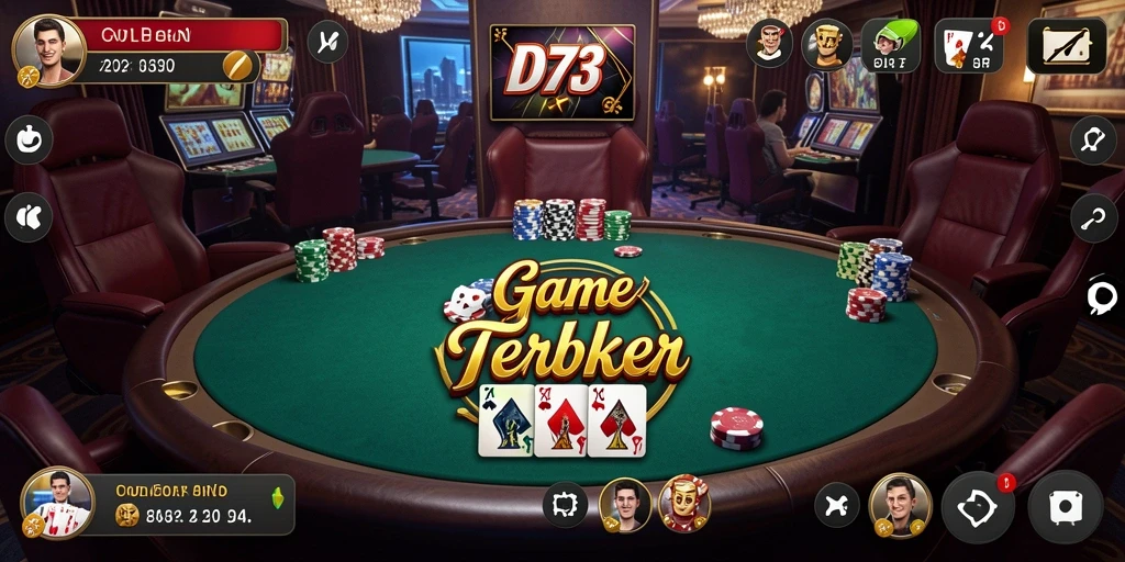Tampilan gameplay D73 yang mendebarkan saat bermain poker.