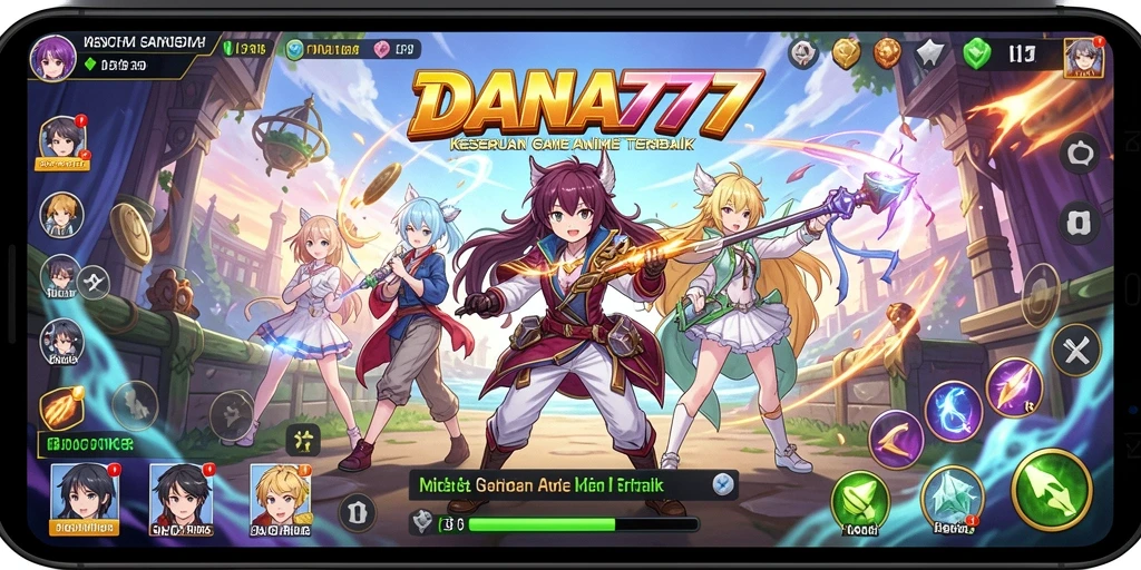 Tampilan permainan DANA777 dengan karakter anime yang menarik.