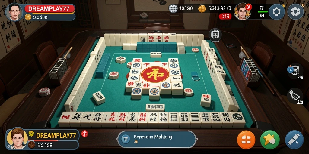 Screenshot gameplay <strong>DREAMPLAY77</strong> yang menampilkan momen seru dalam permainan Mahjong.