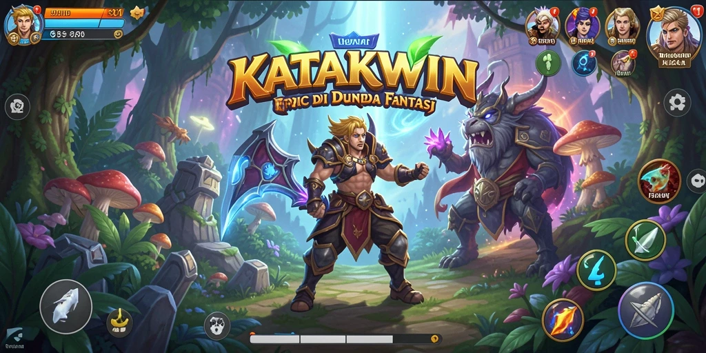 Gameplay KATAKWIN menampilkan pertarungan epik dan strategi mendalam.