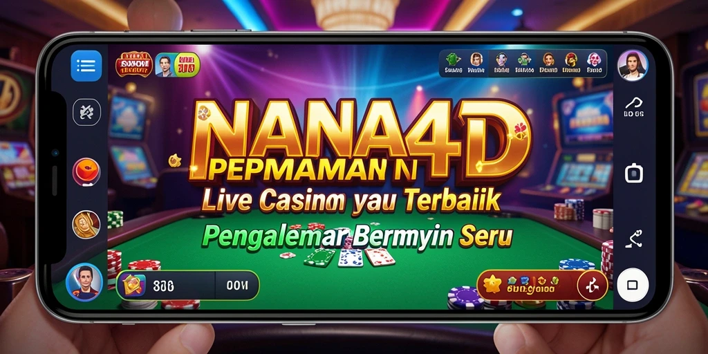 Tampilan dalam aplikasi NANA4D menampilkan dealer dan permainan live yang menarik.
