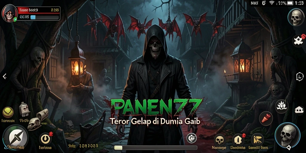 Screenshot gameplay PANEN77 memperlihatkan keluarga terjebak dalam kegelapan.