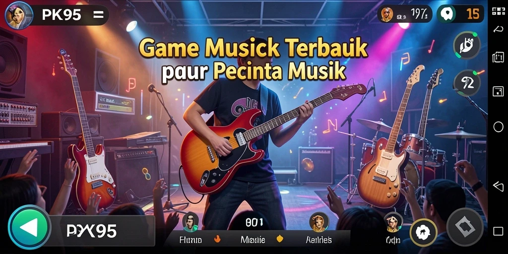 Screenshot gameplay PK95 yang menampilkan keseruan bermain musik.