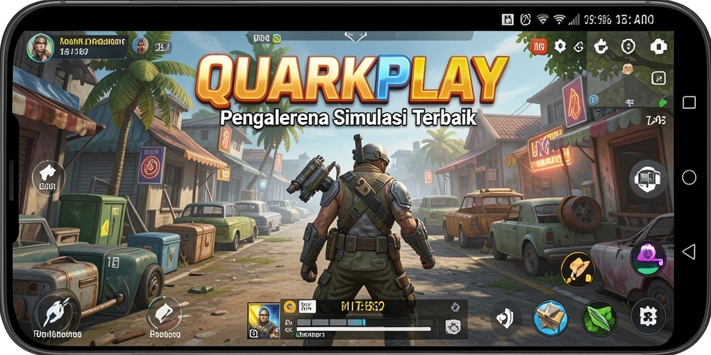 Screenshot utama menampilkan gameplay mendalam dari QUARKPLAY.