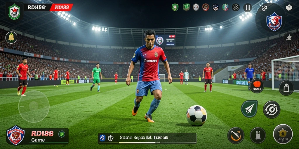 Tampilan gameplay nyata dari RDI88, penuh aksi sepak bola.
