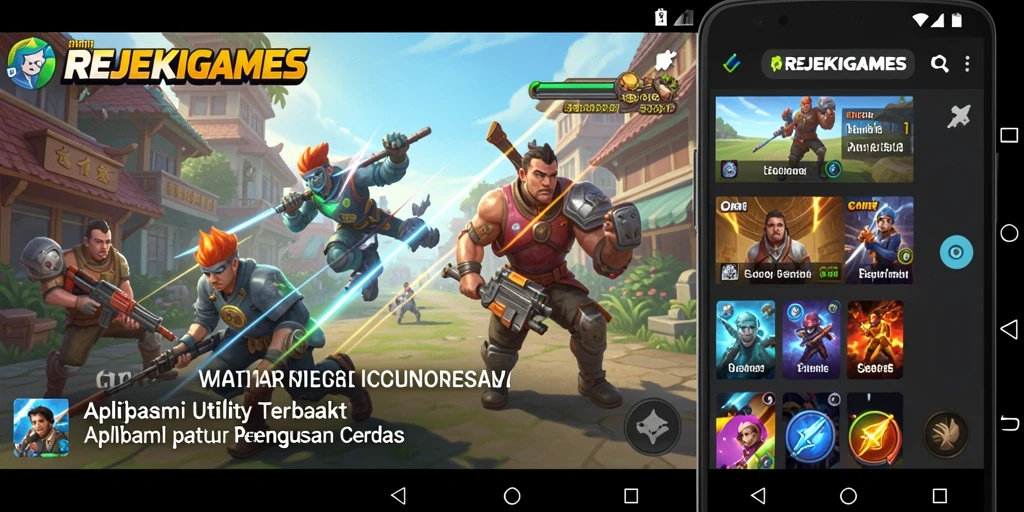Screenshot utama REJEKIGAMES yang menunjukkan fitur dan antarmuka aplikasi Utility.