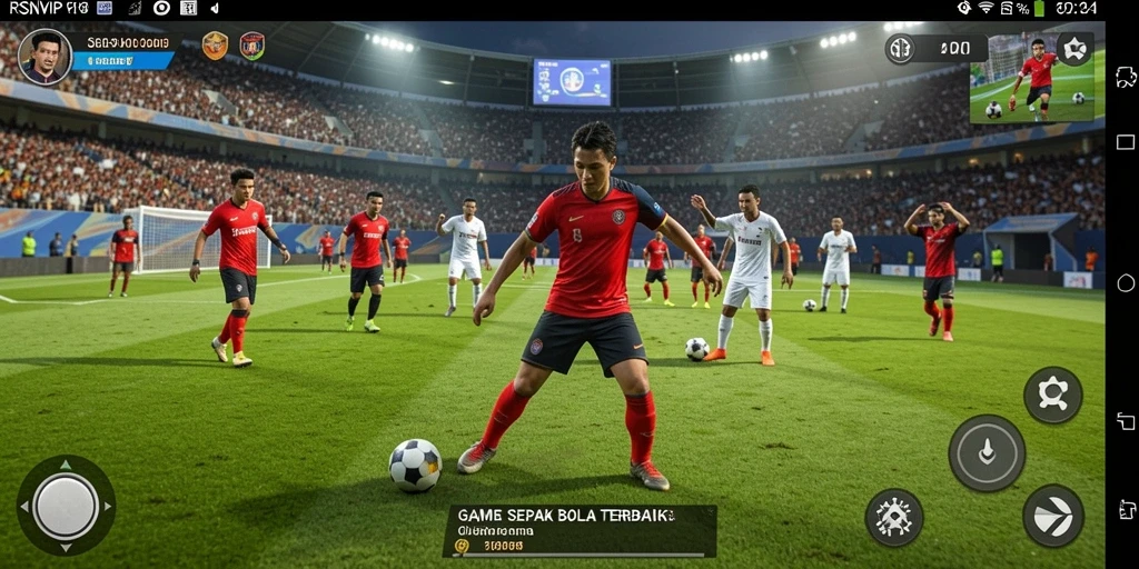 Tampilan gameplay dari RSNVIP dengan aksi sepak bola yang intens.