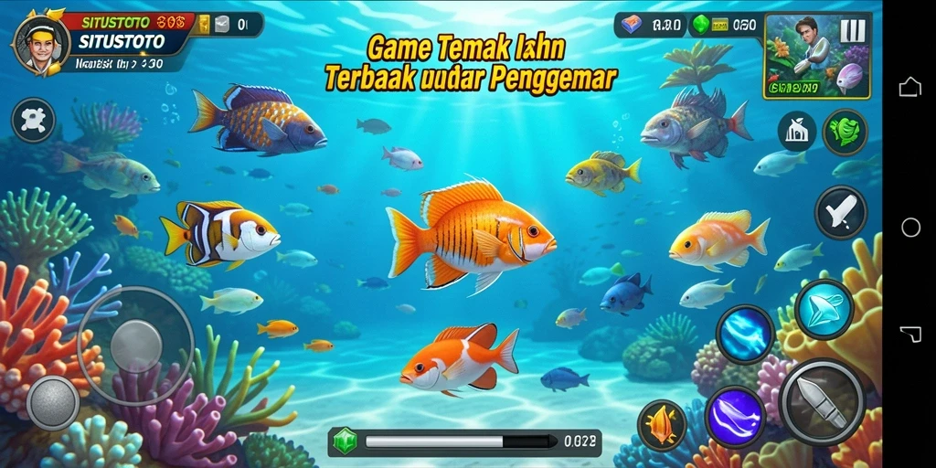 Tangkapan layar gameplay <strong>SITUSTOTO</strong> menampilkan aksi seru dalam menangkap ikan.