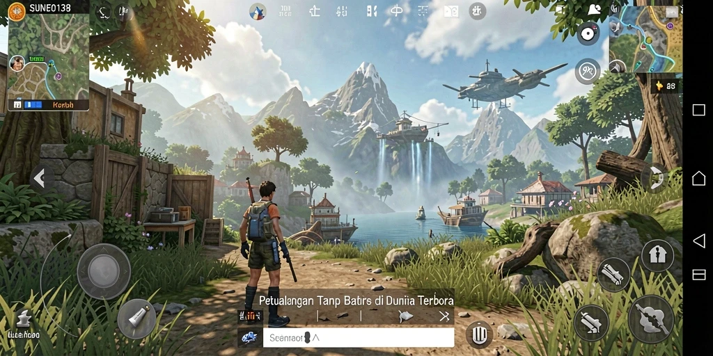 Screenshot gameplay SUNEO138 menampilkan dunia terbuka yang indah dan luas.